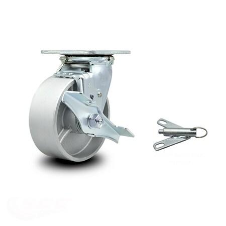 Service Caster 5 Inch Semi Steel Caster with Roller Bearing and Brake/Swivel Lock SCC SCC-30CS520-SSR-TLB-BSL